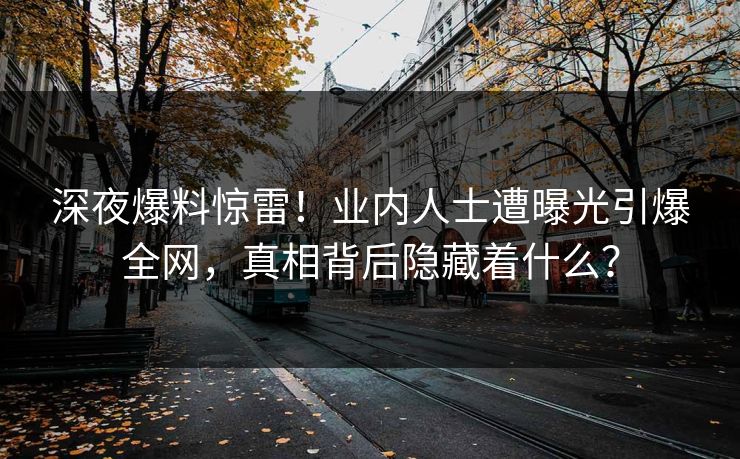 深夜爆料惊雷！业内人士遭曝光引爆全网，真相背后隐藏着什么？