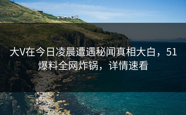 大V在今日凌晨遭遇秘闻真相大白，51爆料全网炸锅，详情速看